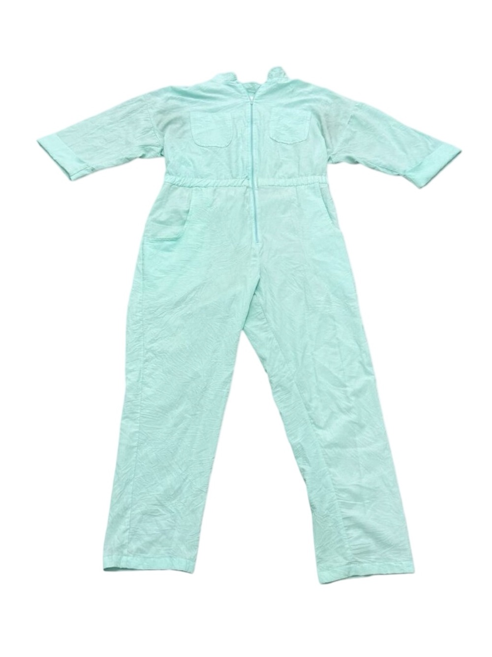 Vintage 1990s Matches Teal Zip-Front Women’s Jumpsuit Made in USA